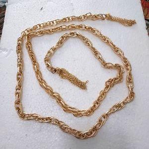 Vintage 58 inch goldtone interlocking link chain wrap necklace or belt